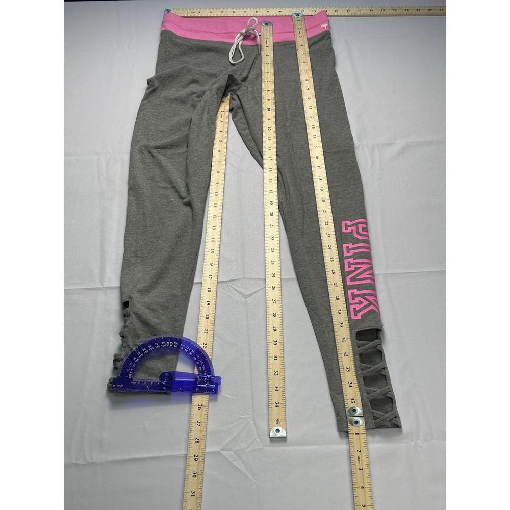 Aesthetic Victoria's Secret PINK Gray Yoga Leggings Pink Trim Size M Gymboree - Picture 8 of 12